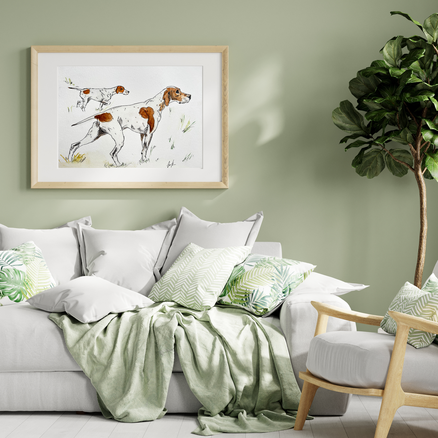 Aquarelle Chiens de Chasse